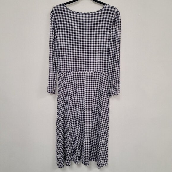 Draper James Women Gingham Cottagecore Midi Dress Size L Blue Retro 50S Picnic - Picture 2 of 9